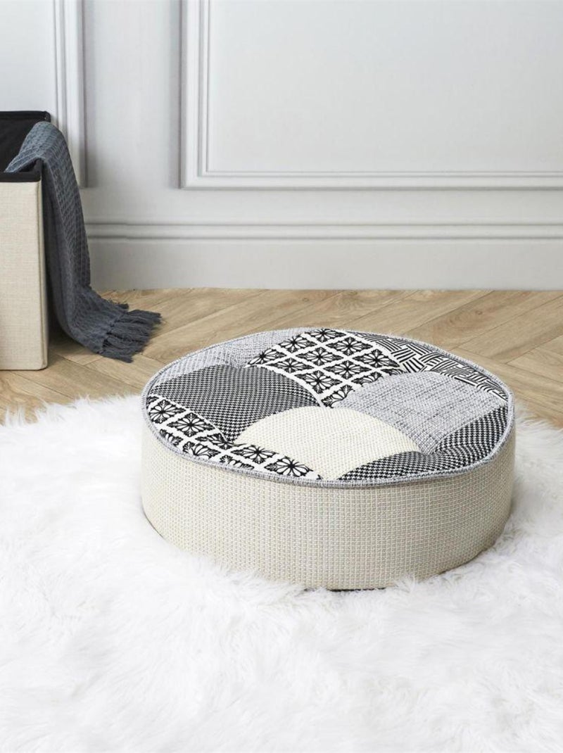 Pouf rond Patchwork gris 50 cm Gris - Kiabi