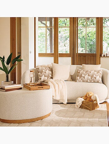 Pouf rond tissu bouclette nesky