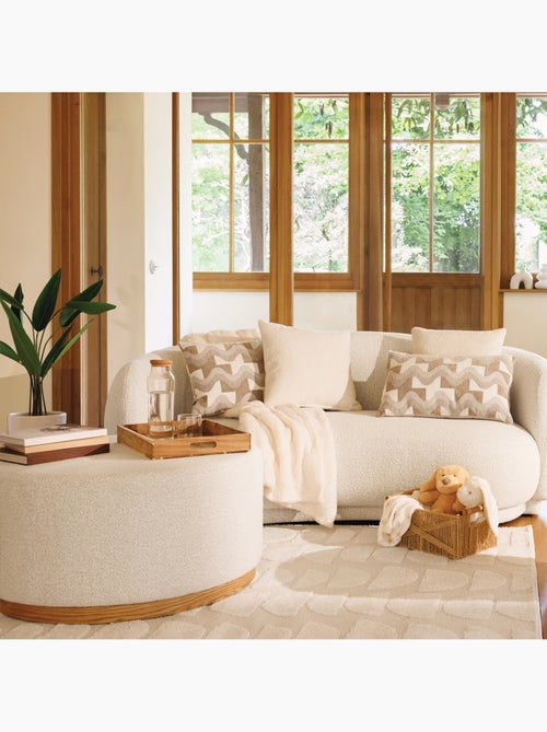 Pouf rond tissu bouclette nesky - Kiabi