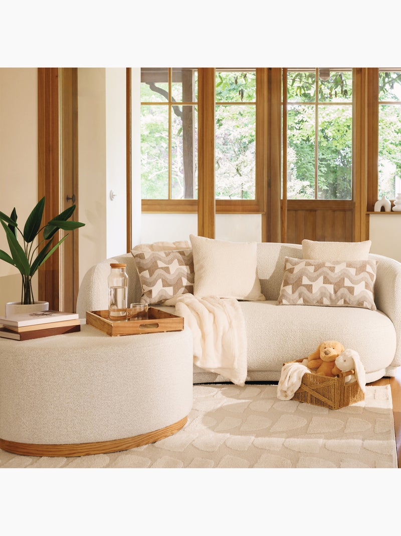 Pouf rond tissu bouclette nesky Blanc - Kiabi