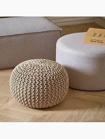 Pouf rond tricot 40x30cm