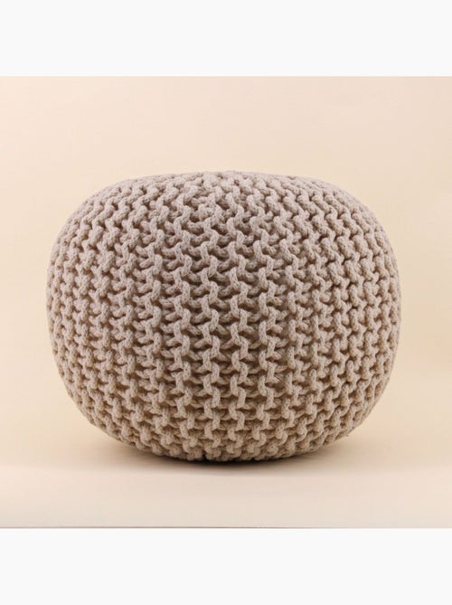 Pouf rond tricot 40x30cm - Kiabi