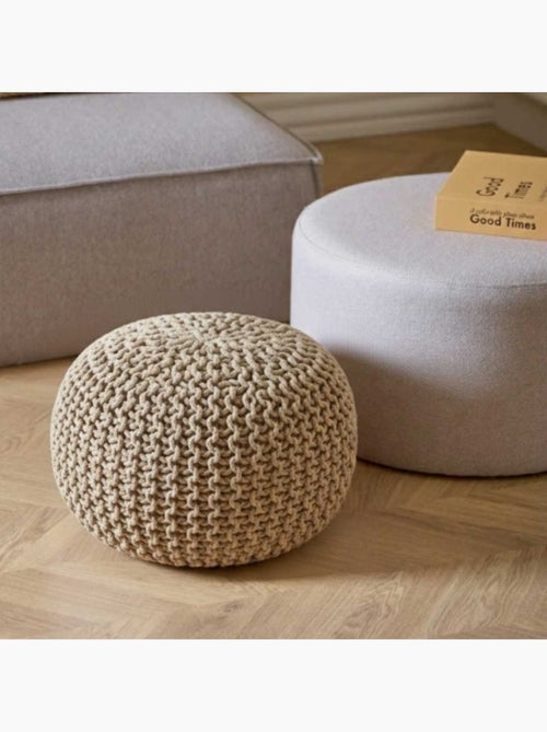 Pouf rond tricot 40x30cm - Kiabi