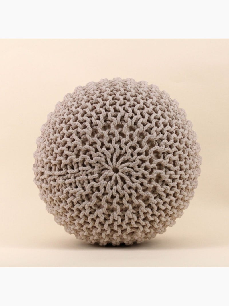 Pouf rond tricot 40x30cm Beige - Kiabi