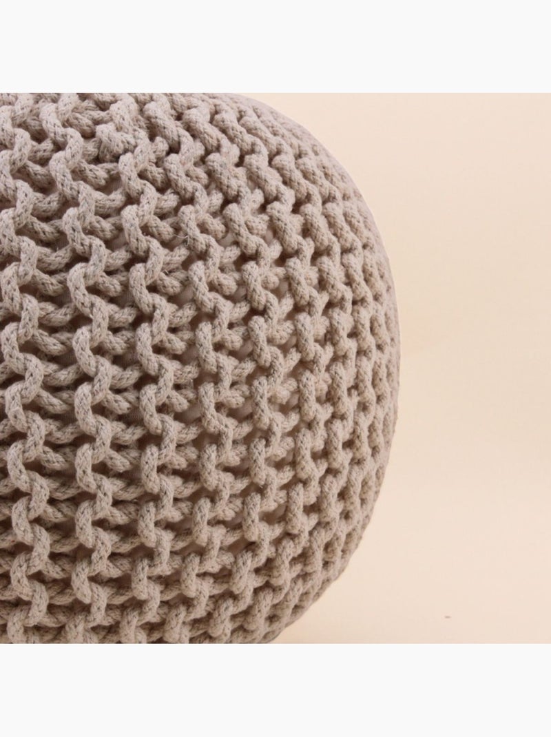 Pouf rond tricot 40x30cm Beige - Kiabi