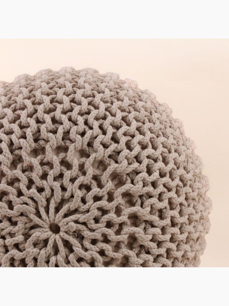 Pouf rond tricot 40x30cm Beige - Kiabi
