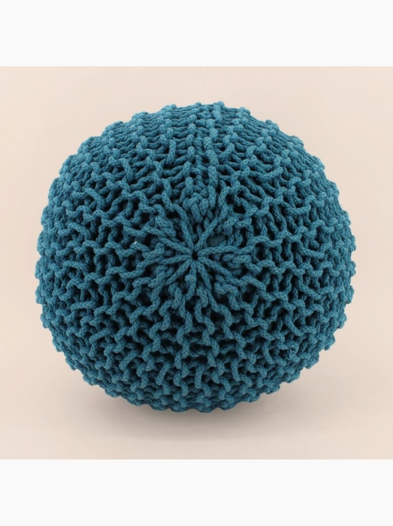 Pouf rond tricot 40x30cm Bleu - Kiabi