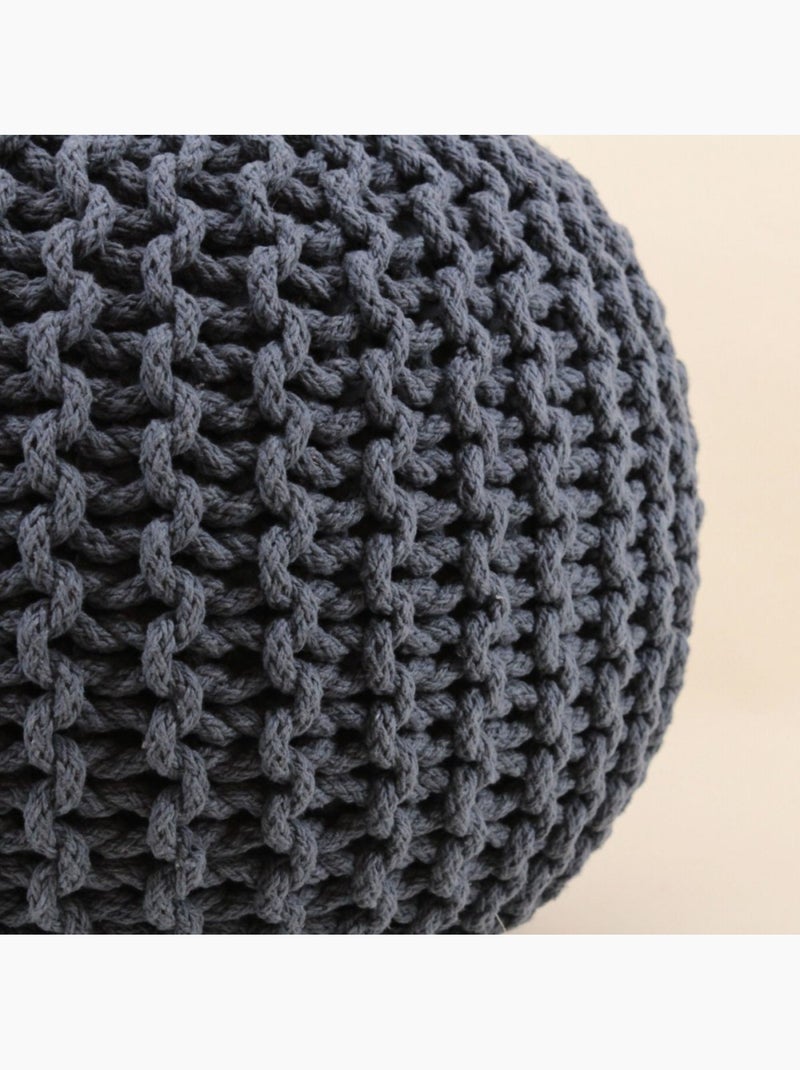 Pouf rond tricot 40x30cm Gris foncé - Kiabi