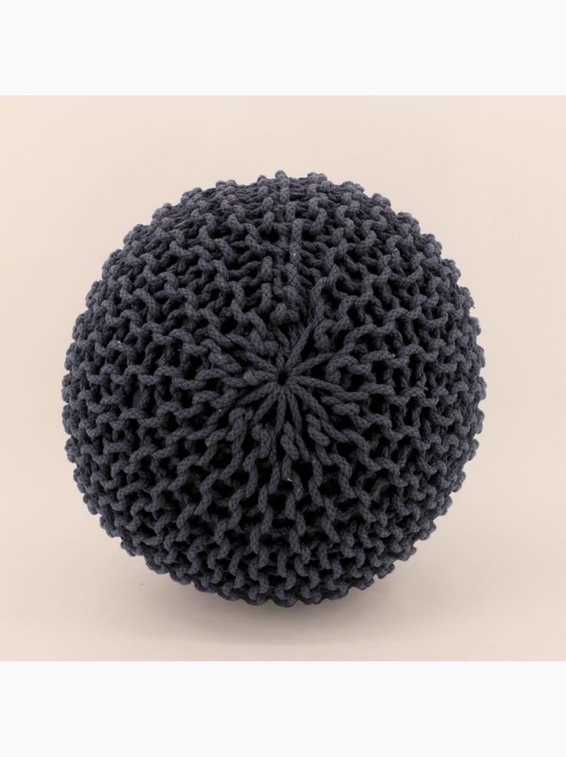 Pouf rond tricot 40x30cm Gris - Kiabi