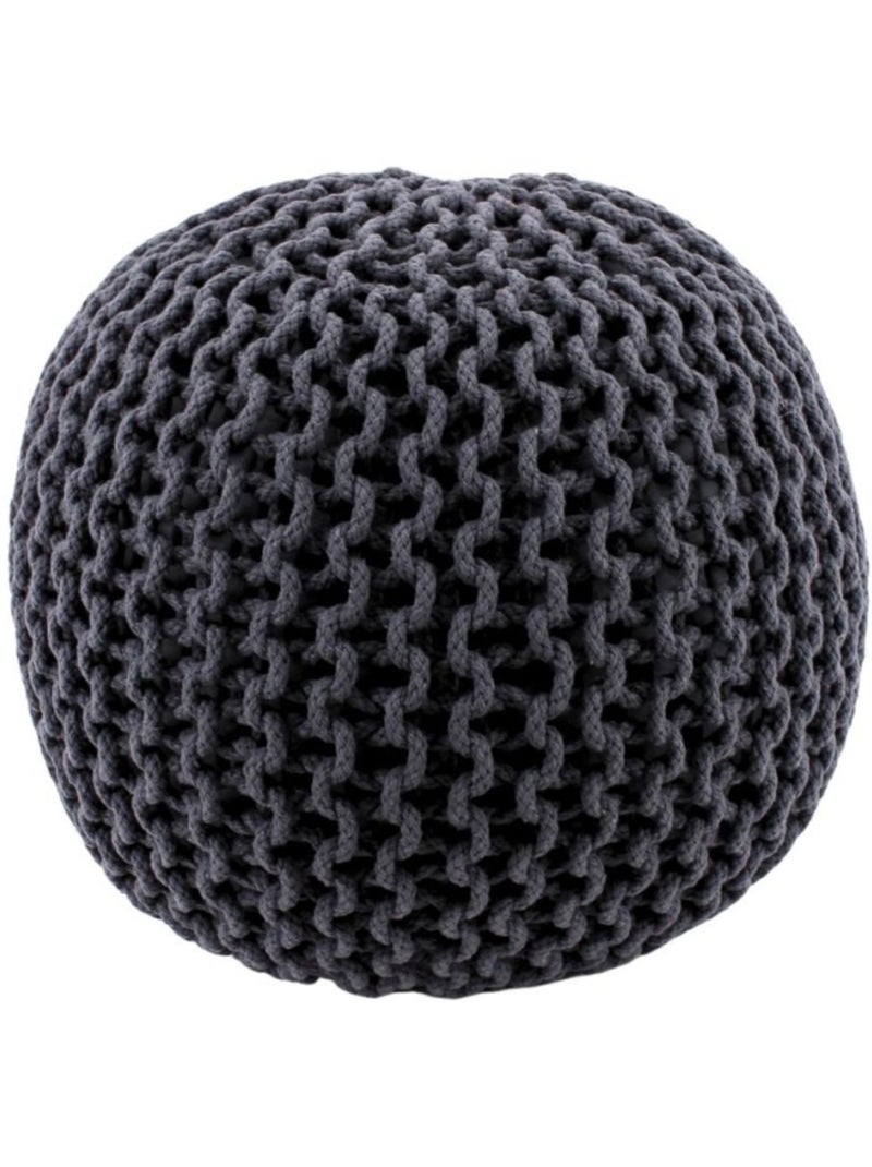 Pouf rond tricot 40x30cm Gris - Kiabi