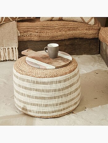Pouf slub rayé jute SAHAR