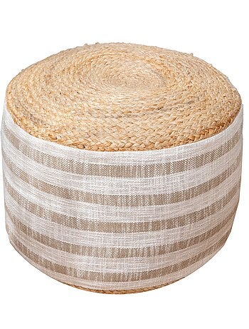 Pouf slub rayé jute SAHAR