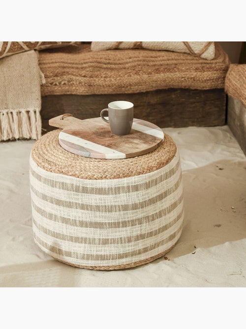 Pouf slub rayé jute SAHAR - Kiabi