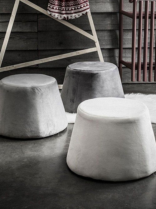 Pouf stockholm en velours Craie - Kiabi