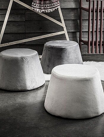 Pouf stockholm en velours Craie
