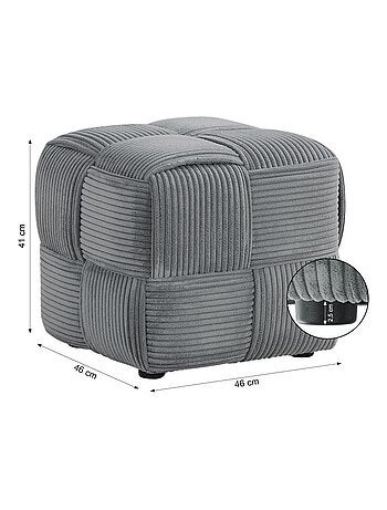 Pouf Bouclé Beige Tabouret Petit