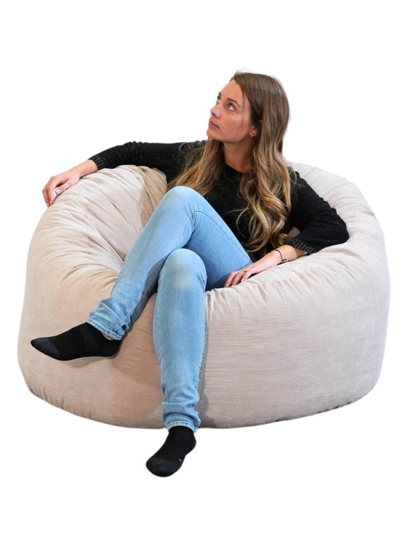 Pouf Velours Côtelé - Doux, Confortable et Élégant - Bananair Beige - Kiabi