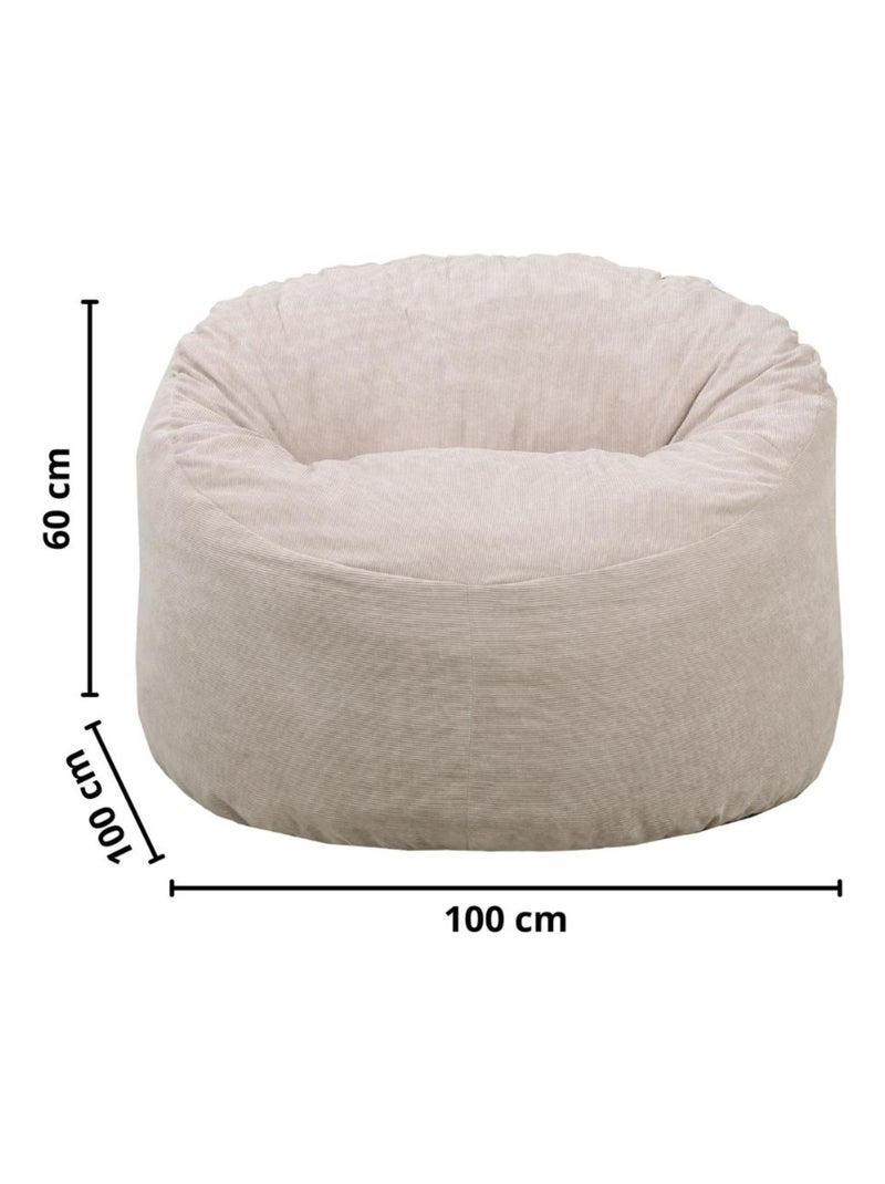 Pouf Velours Côtelé - Doux, Confortable et Élégant - Bananair Beige - Kiabi