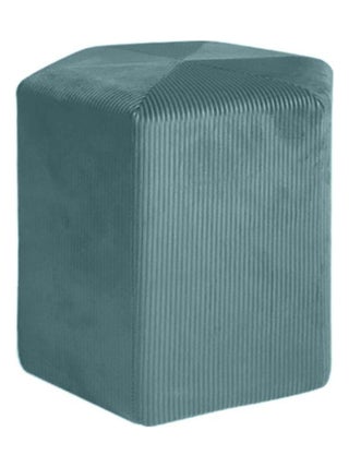 Pouf velours côtelé 35 cm bleu canard
