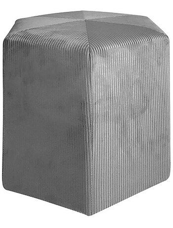 Pouf velours côtelé 35 cm gris