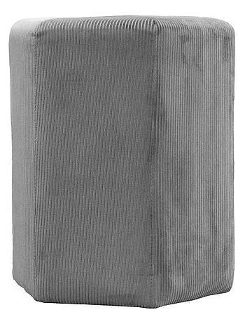 Pouf velours côtelé 35 cm gris