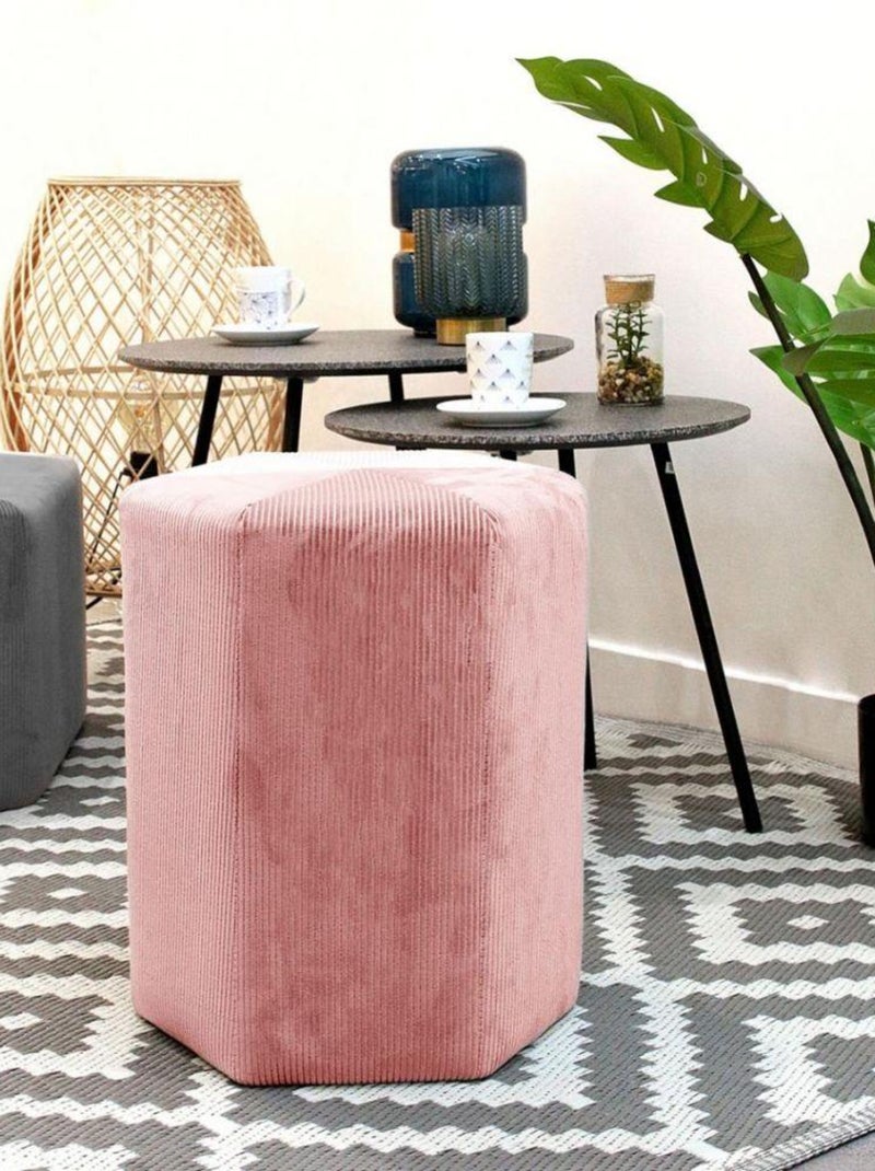 Pouf velours côtelé 35 cm rose Rose - Kiabi