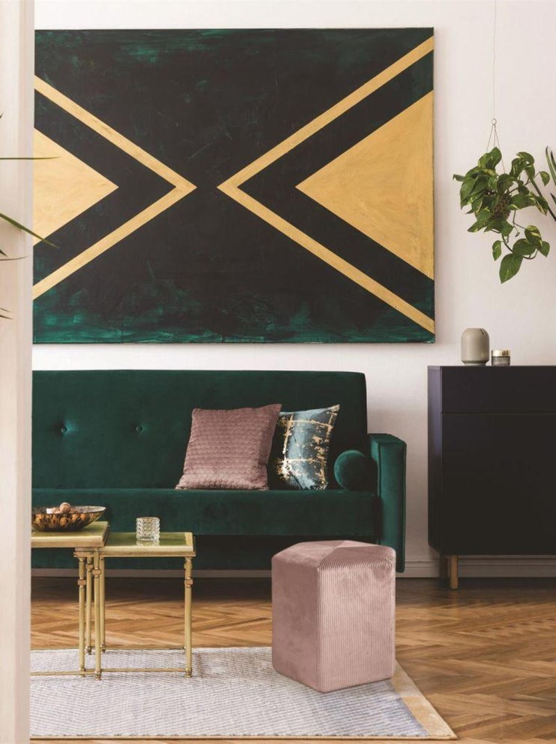 Pouf velours côtelé 35 cm rose Rose - Kiabi