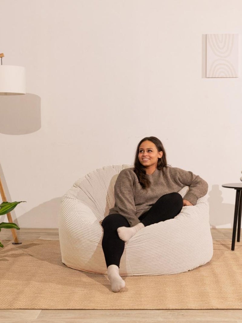 Pouf velours côtelé épais - Bananair Blanc - Kiabi