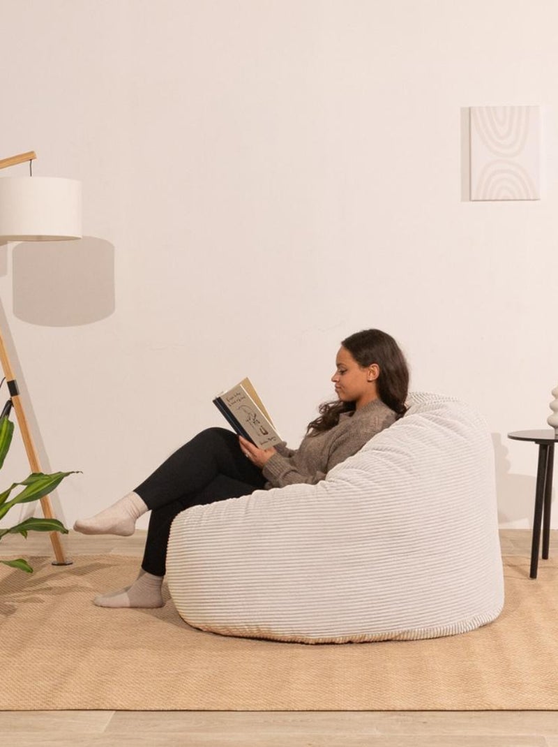 Pouf velours côtelé épais - Bananair Blanc - Kiabi