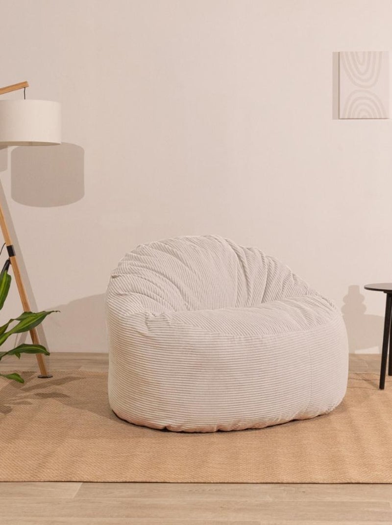 Pouf velours côtelé épais - Bananair Blanc - Kiabi