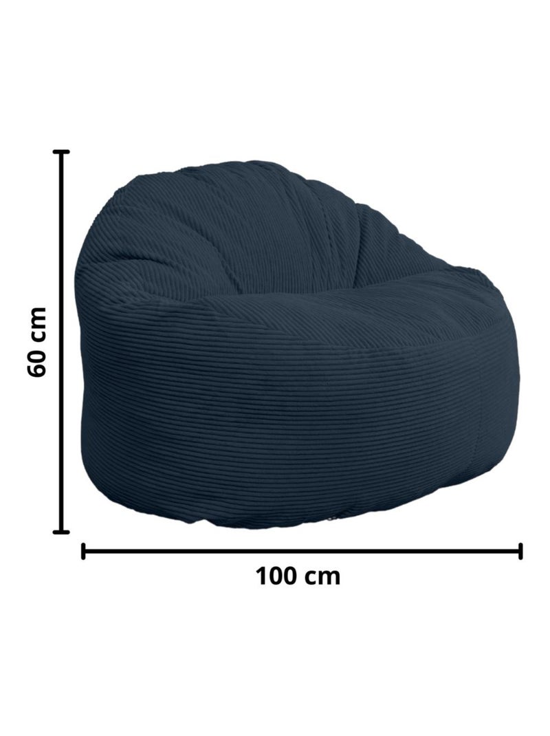 Pouf velours côtelé épais - Bananair Bleu foncé - Kiabi