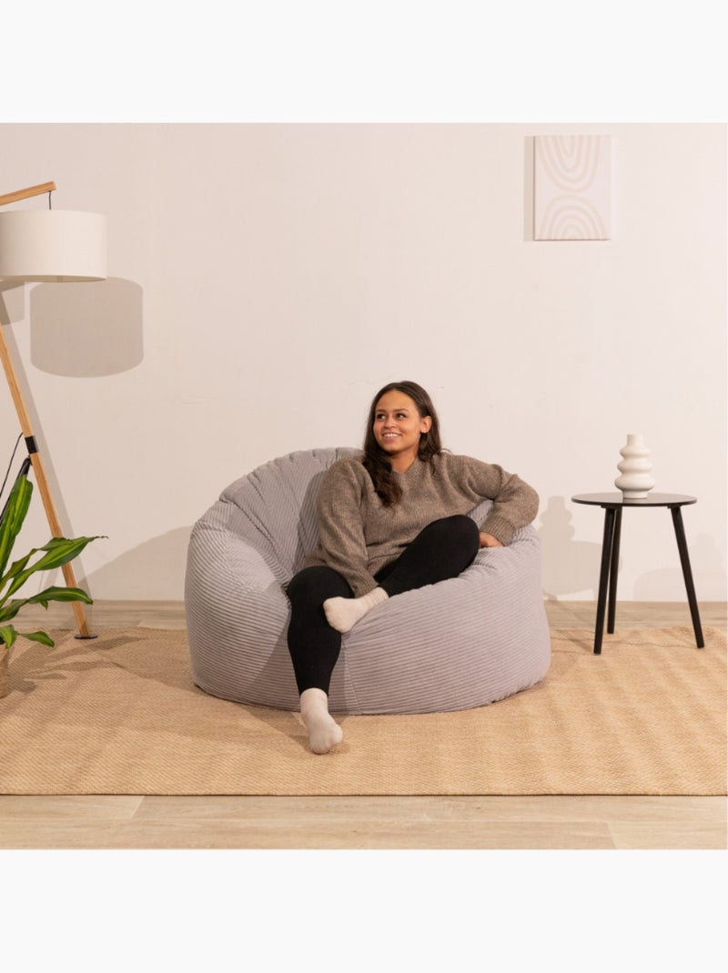 Pouf velours côtelé épais - Bananair Gris clair - Kiabi