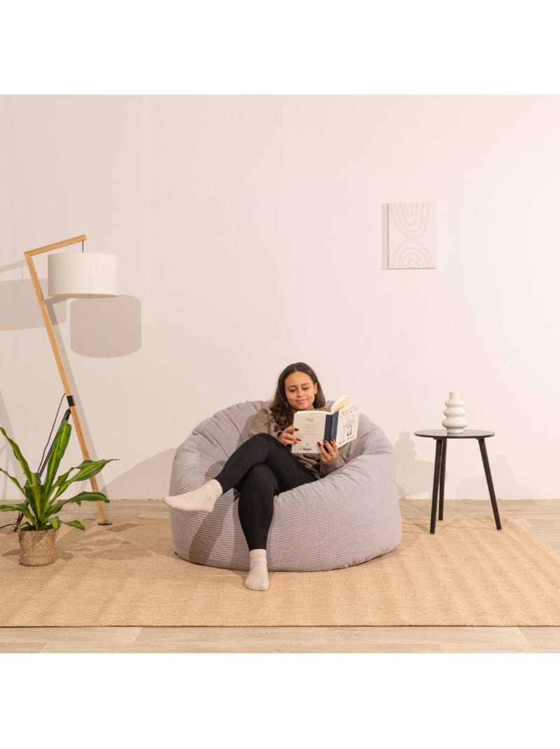 Pouf velours côtelé épais - Bananair Gris clair - Kiabi