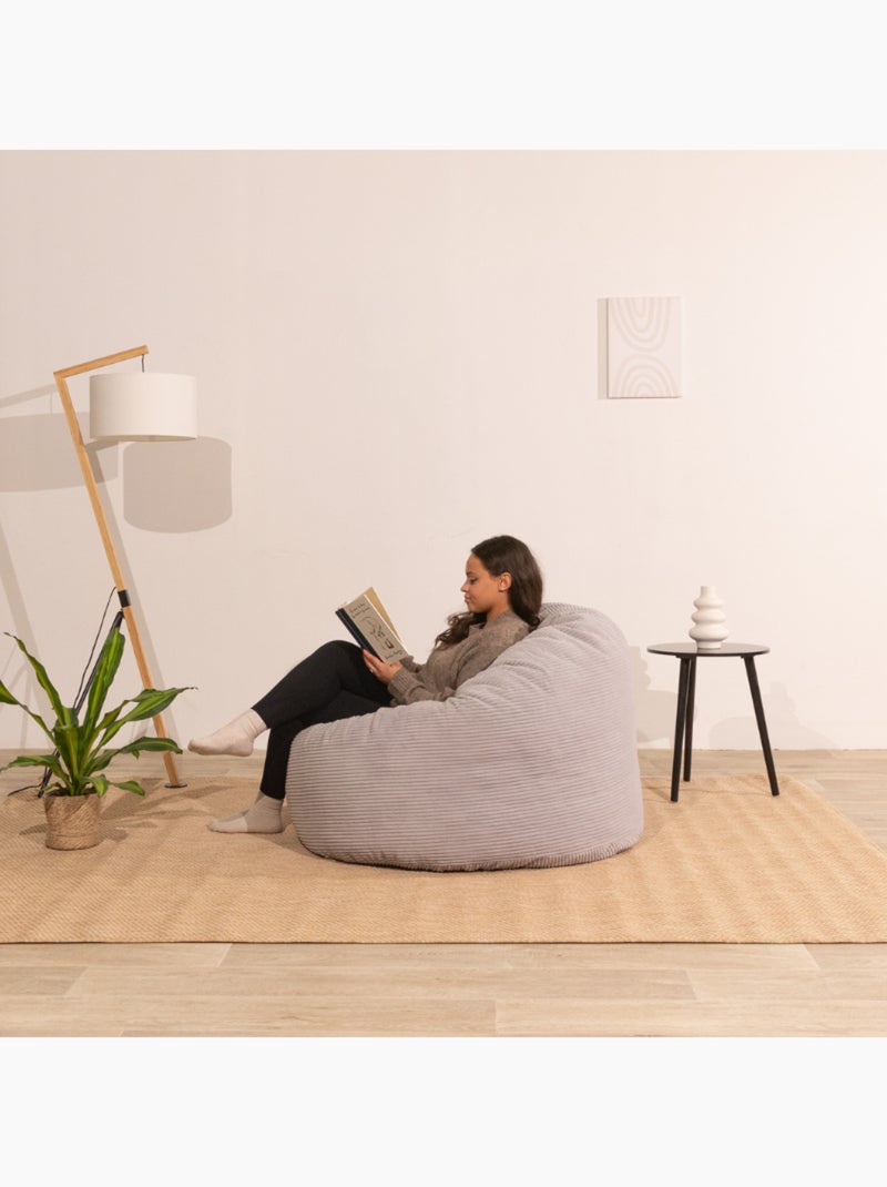 Pouf velours côtelé épais - Bananair Gris clair - Kiabi