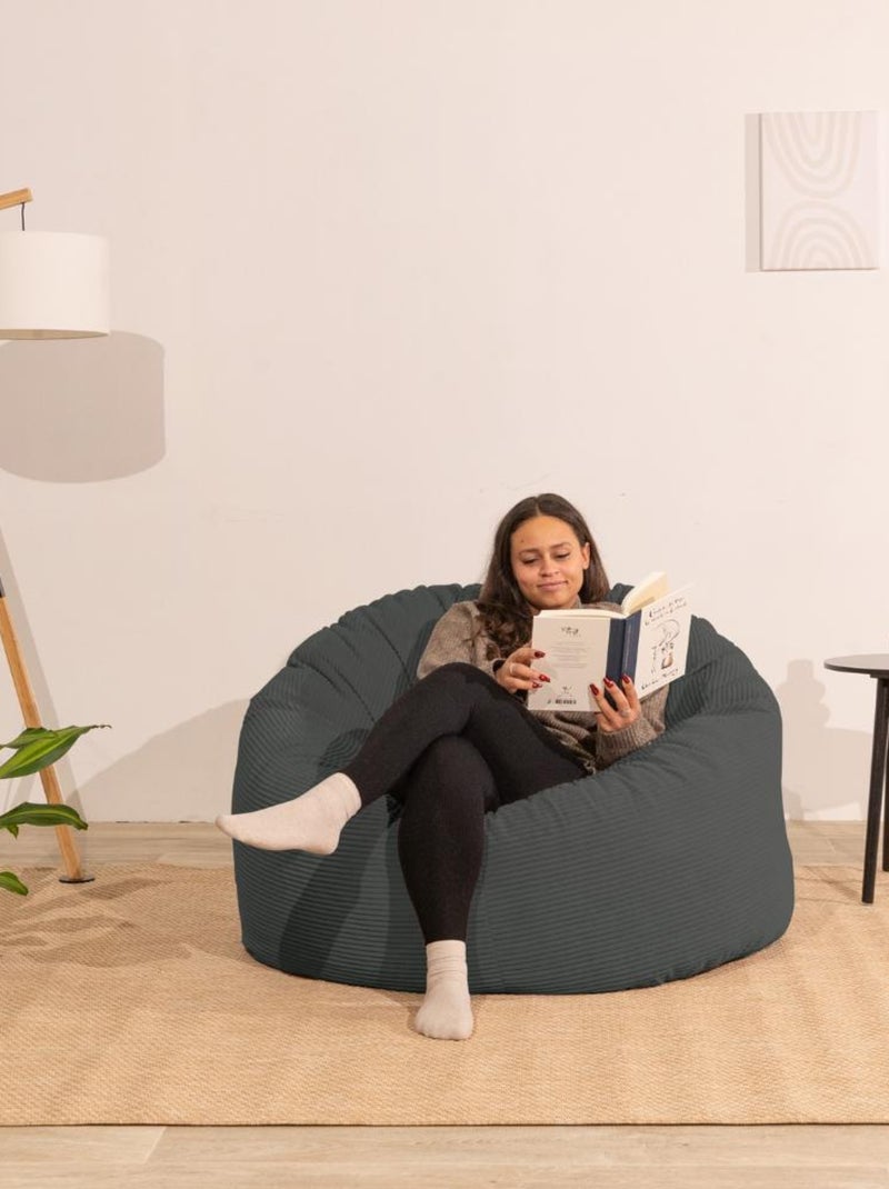 Pouf velours côtelé épais - Bananair Gris foncé - Kiabi