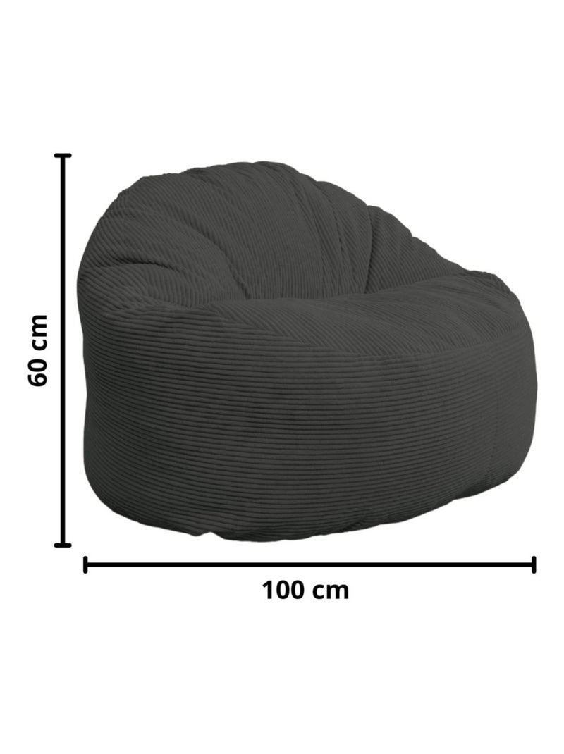 Pouf velours côtelé épais - Bananair Gris foncé - Kiabi