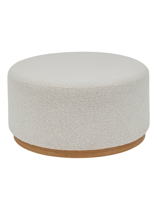 Pouf XL rond en tissu bouclette avec base bois - Kiabi