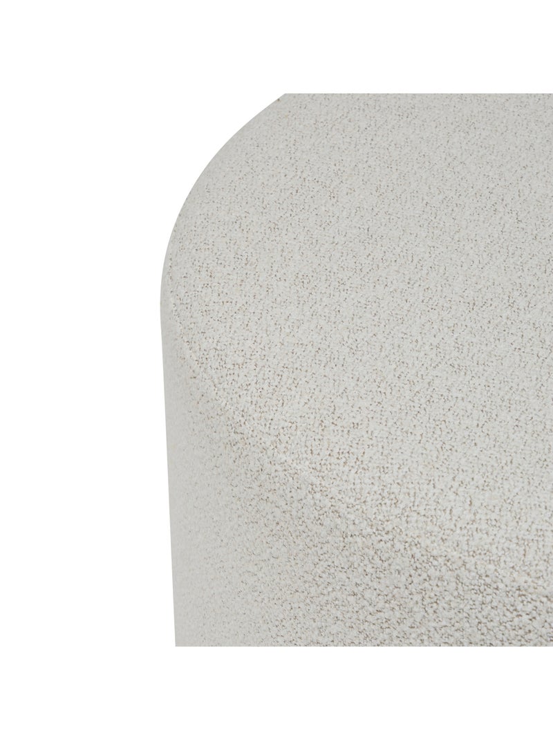 Pouf XL rond en tissu bouclette avec base bois Ecru - Kiabi