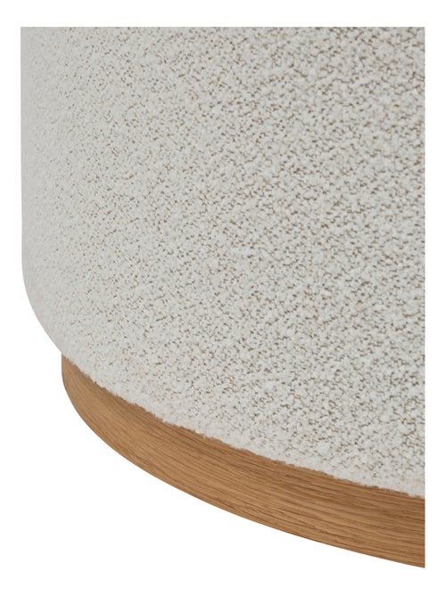 Pouf XL rond en tissu bouclette avec base bois - Kiabi