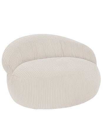 Pouf XXL déhoussable en velours côtelé 110 x 100 cm + repose-pieds