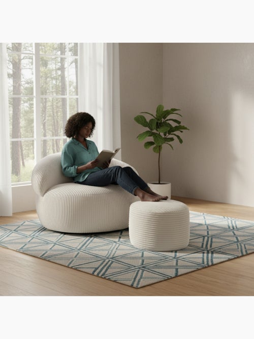Pouf XXL déhoussable en velours côtelé 110 x 100 cm + repose-pieds - Kiabi Pouf XXL déhoussable en velours côtelé 110 x 100 cm + repose-pieds - Kiabi