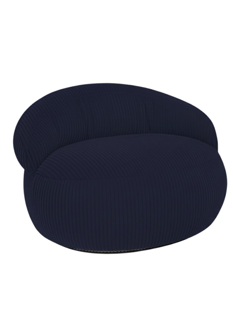 Pouf XXL déhoussable en velours côtelé 110 x 100 cm + repose-pieds Bleu foncé - Kiabi