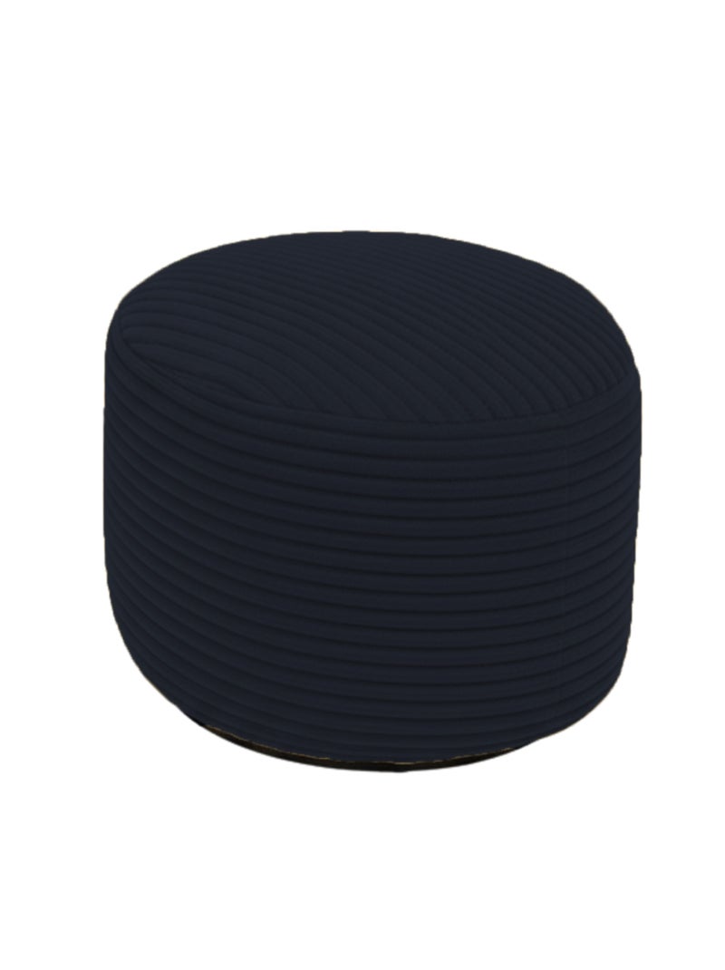 Pouf XXL déhoussable en velours côtelé 110 x 100 cm + repose-pieds Bleu foncé - Kiabi