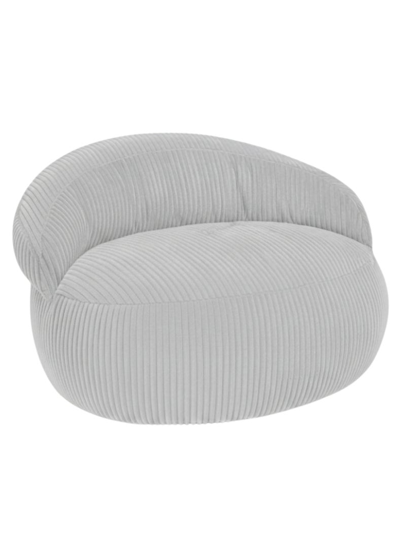 Pouf XXL déhoussable en velours côtelé 110 x 100 cm + repose-pieds Gris clair - Kiabi