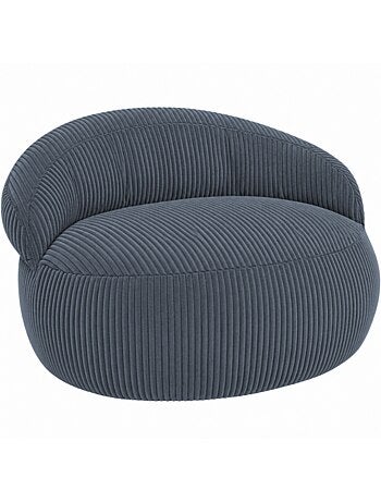 Pouf XXL déhoussable en velours côtelé 110 x 100 cm + repose-pieds