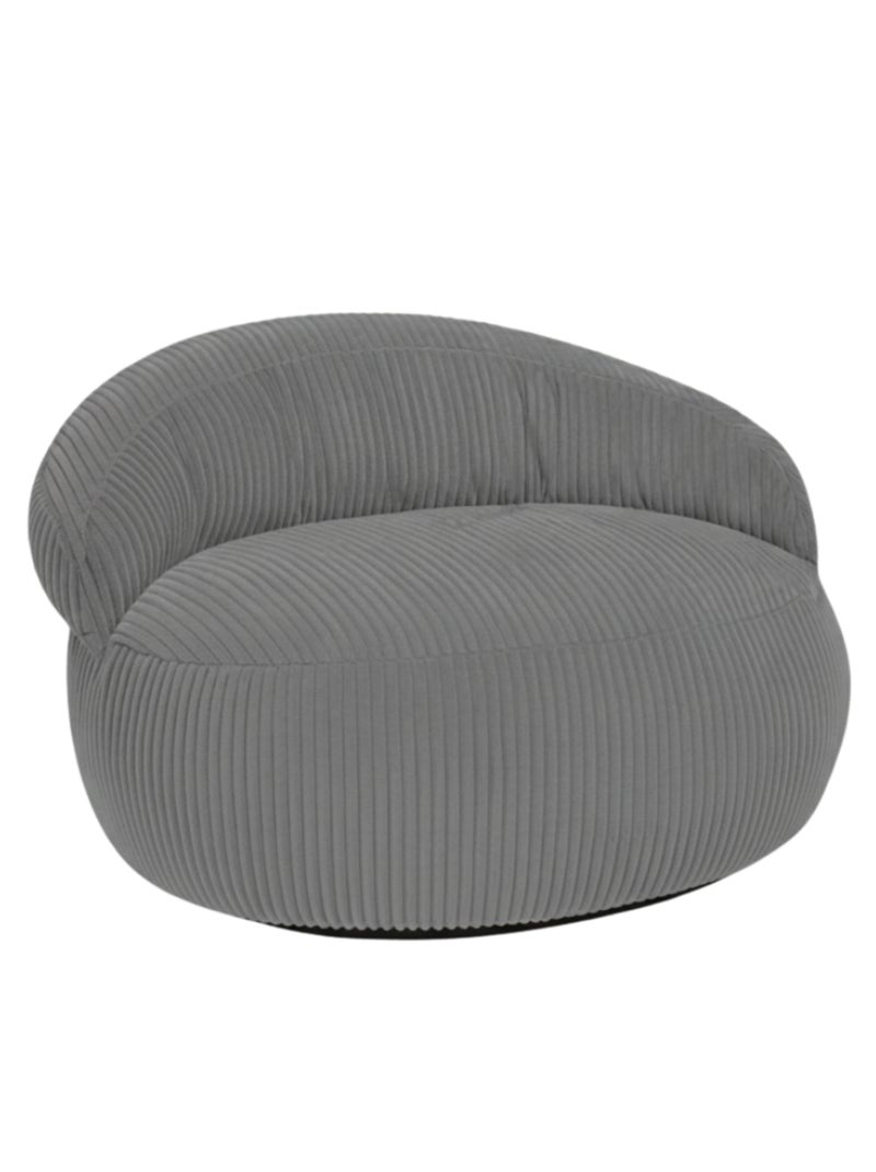 Pouf XXL déhoussable en velours côtelé 110 x 100 cm + repose-pieds Gris foncé - Kiabi