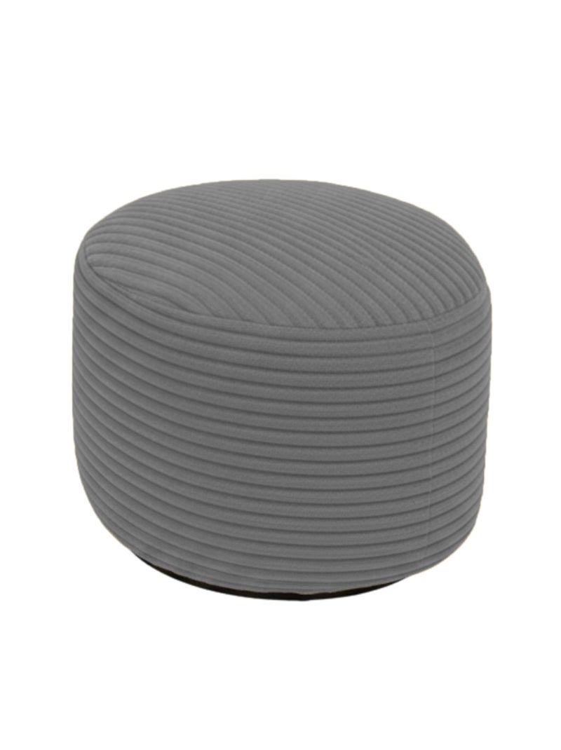 Pouf XXL déhoussable en velours côtelé 110 x 100 cm + repose-pieds Gris foncé - Kiabi