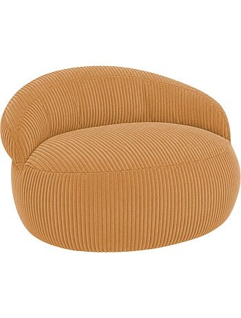 Pouf XXL déhoussable en velours côtelé 110 x 100 cm + repose-pieds