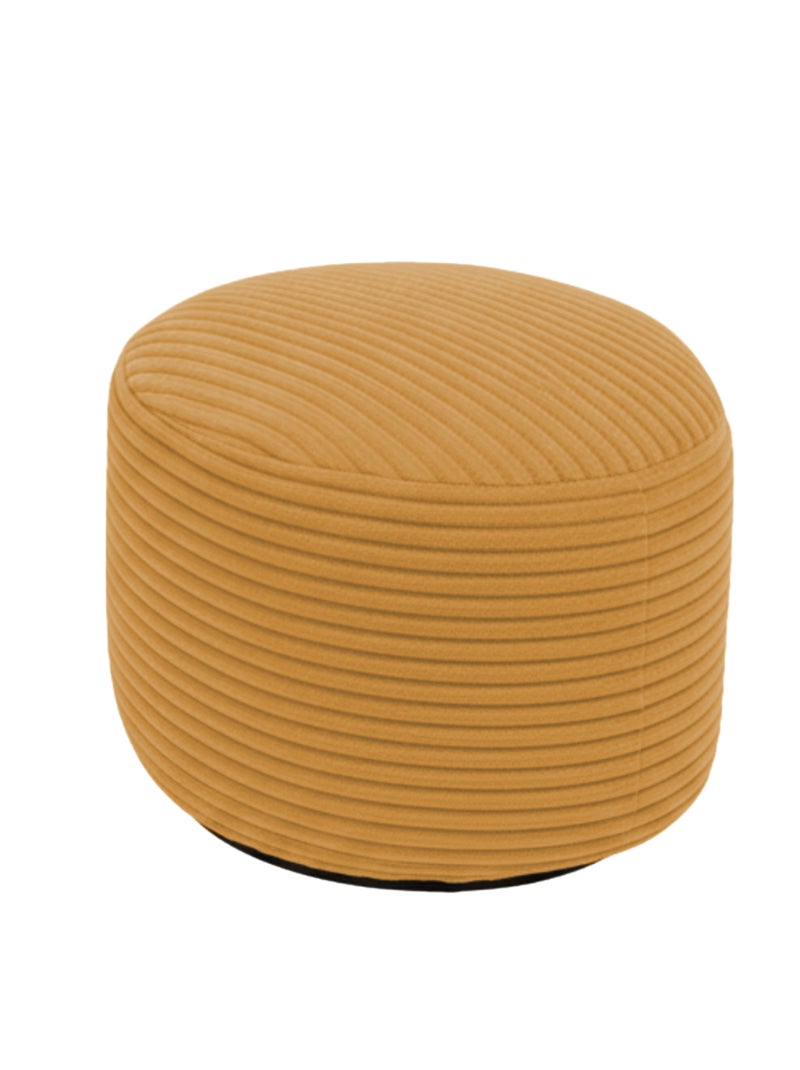 Pouf XXL déhoussable en velours côtelé 110 x 100 cm + repose-pieds Jaune moutarde - Kiabi
