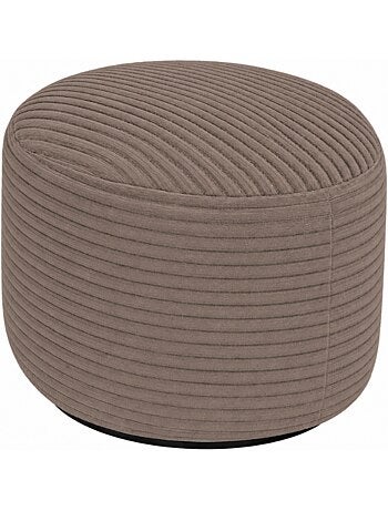 Pouf XXL déhoussable en velours côtelé 110 x 100 cm + repose-pieds